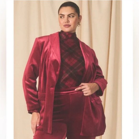 ELOQUII Biker Red Slim Tuxedo Blazer, Size 20 NWOT - Picture 2 of 4